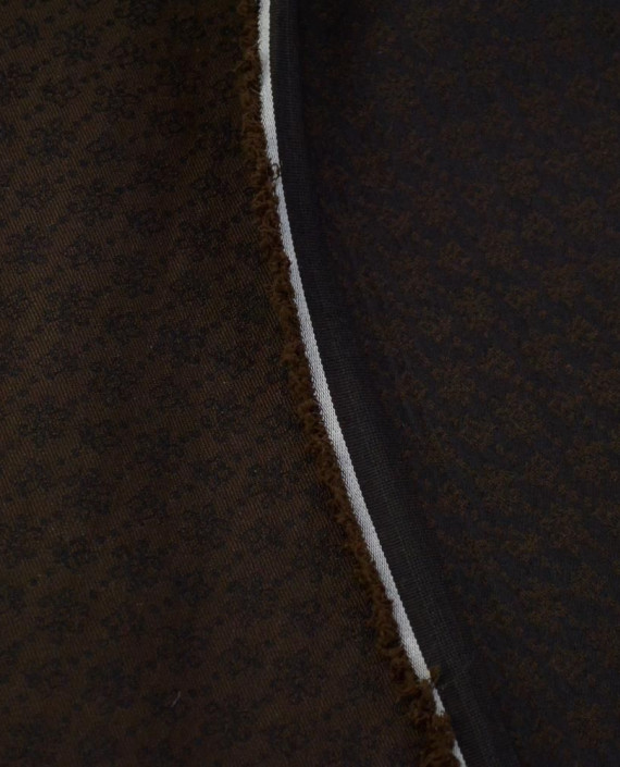 Ткань Жаккард хлопковый 0201 цвет коричневый цветочный картинка 1