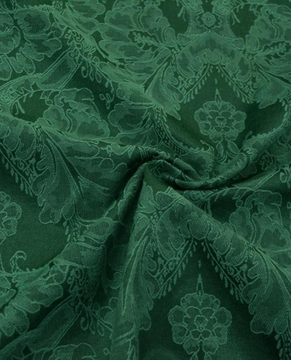Жаккард хлопковый 0214 цвет зеленый цветочный картинка