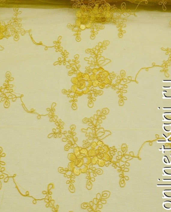 Ткань Гипюр 171 цвет золотой цветочный картинка