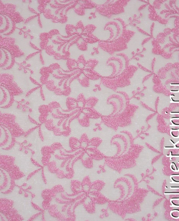 Ткань Гипюр 183 цвет розовый цветочный картинка