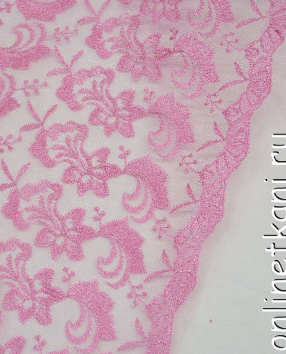 Ткань Гипюр 183 цвет розовый цветочный картинка 1