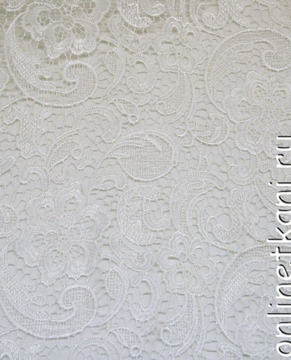 Ткань Гипюр 185 цвет белый цветочный картинка