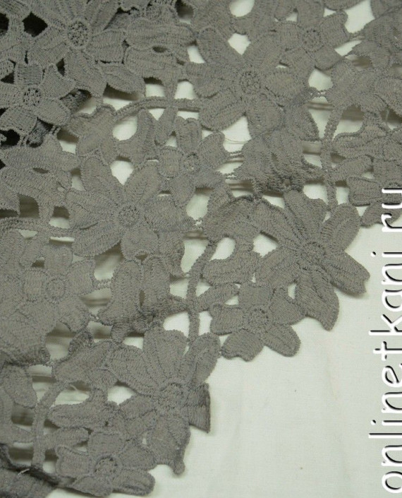 Ткань Гипюр 190 цвет серый цветочный картинка 1