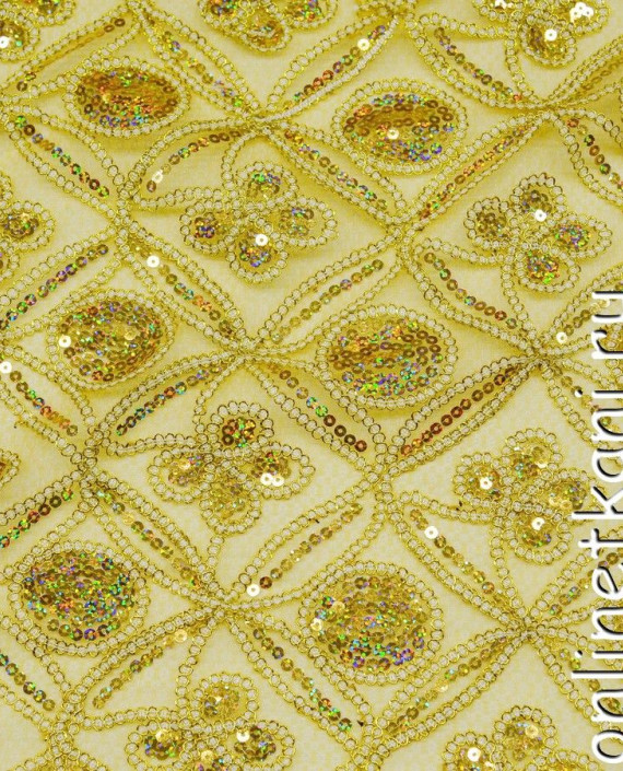 Ткань Трикотаж с пайетками 044 цвет желтый геометрический картинка