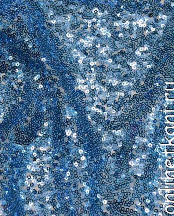 Ткань Трикотаж с пайетками 048 цвет голубой картинка