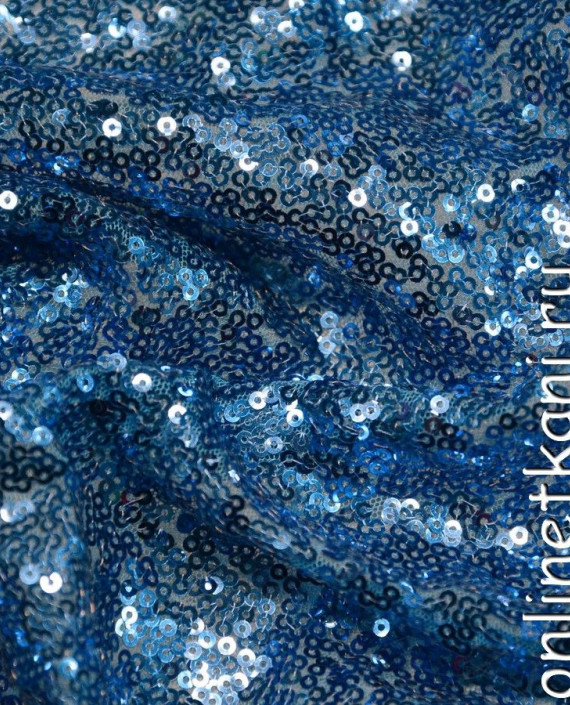 Ткань Трикотаж с пайетками 048 цвет голубой картинка 1