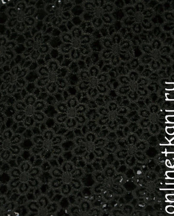 Ткань Гипюр 196 цвет черный цветочный картинка 1
