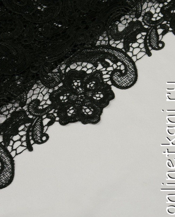 Ткань Гипюр 203 цвет черный цветочный картинка 1