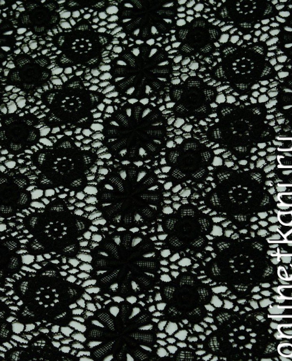 Ткань Гипюр 248 цвет черный цветочный картинка