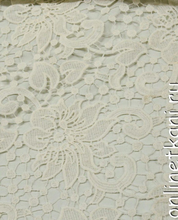 Ткань Гипюр 270 цвет белый цветочный картинка