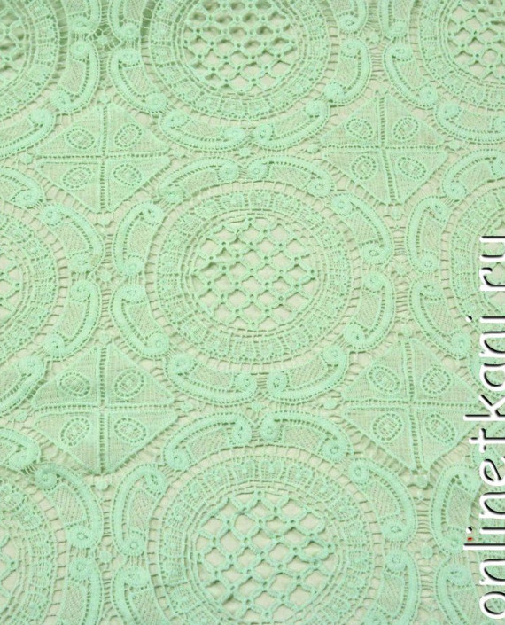 Ткань Гипюр 272 цвет зеленый геометрический картинка