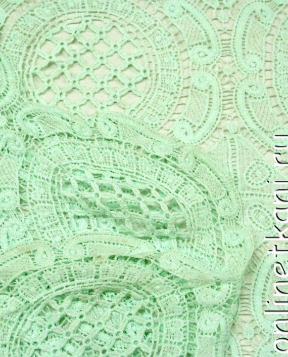 Ткань Гипюр 272 цвет зеленый геометрический картинка 2