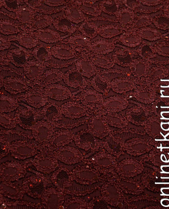 Ткань Гипюр с пайетками 296 цвет бордовый цветочный картинка