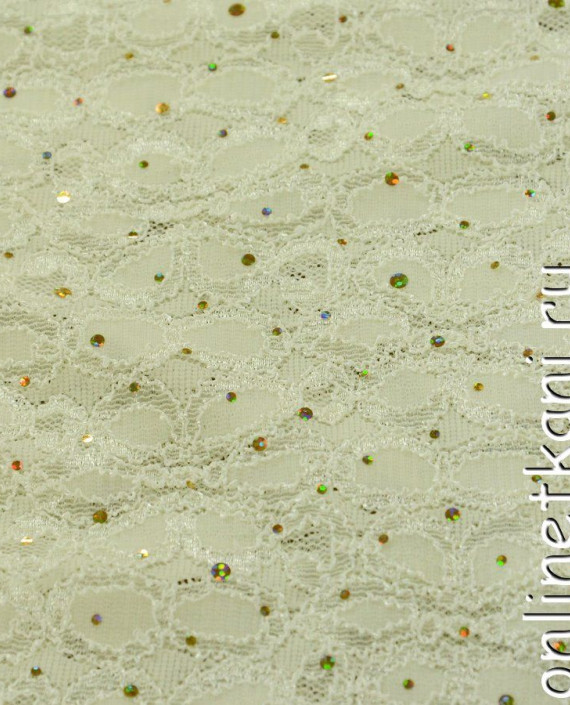 Ткань Гипюр с пайетками 301 цвет айвори цветочный картинка