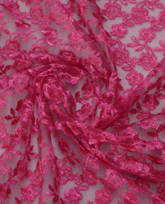 Ткань Кружево 333 цвет розовый цветочный картинка