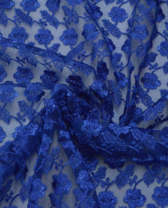 Ткань Кружево 334 цвет синий цветочный картинка