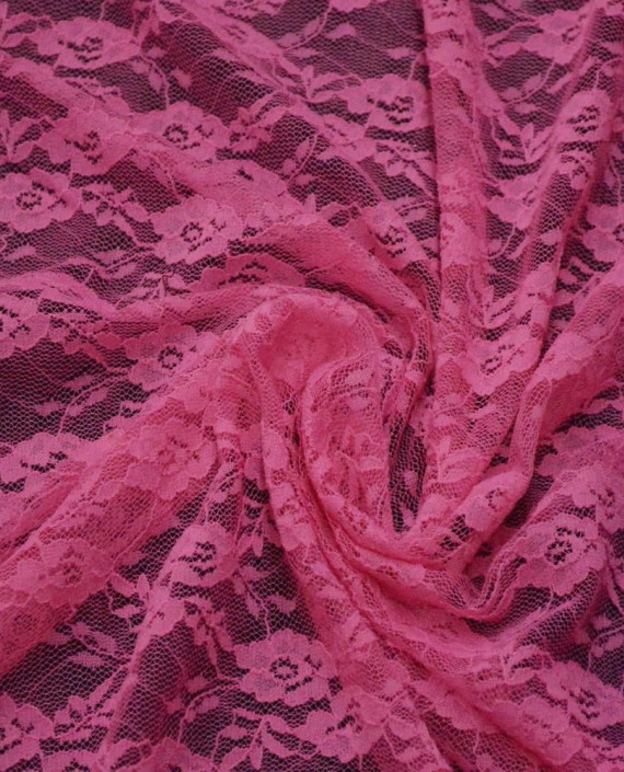 Ткань Гипюр Стрейч 362 цвет розовый цветочный картинка