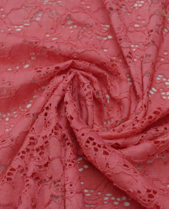 Ткань Гипюр Стрейч 368 цвет розовый цветочный картинка