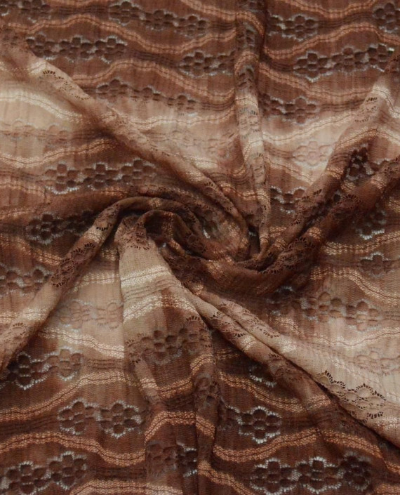 Ткань Гипюр Стрейч 370 цвет коричневый абстрактный картинка