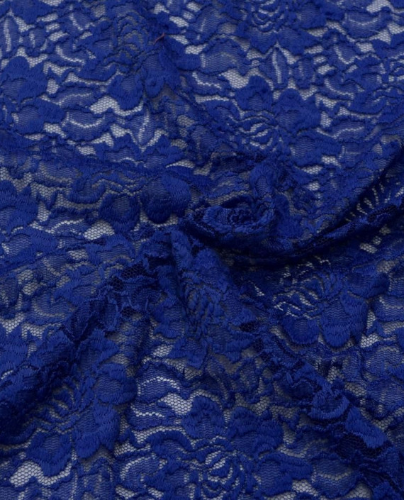 Ткань Гипюр Стрейч 372 цвет синий цветочный картинка