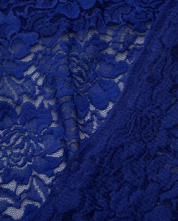Ткань Гипюр Стрейч 372 цвет синий цветочный картинка 1