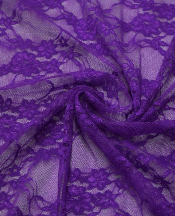 Ткань Гипюр Стрейч 373 цвет фиолетовый цветочный картинка