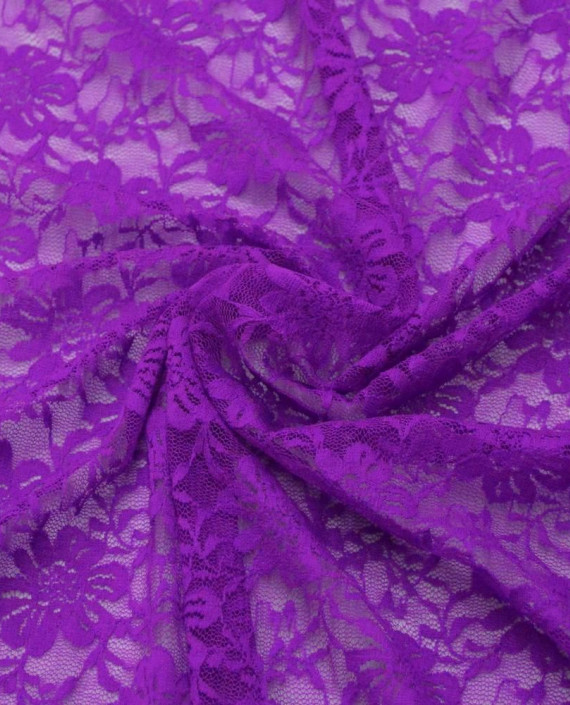 Ткань Гипюр Стрейч 374 цвет фиолетовый цветочный картинка