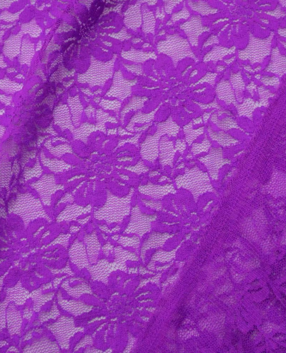 Ткань Гипюр Стрейч 374 цвет фиолетовый цветочный картинка 1
