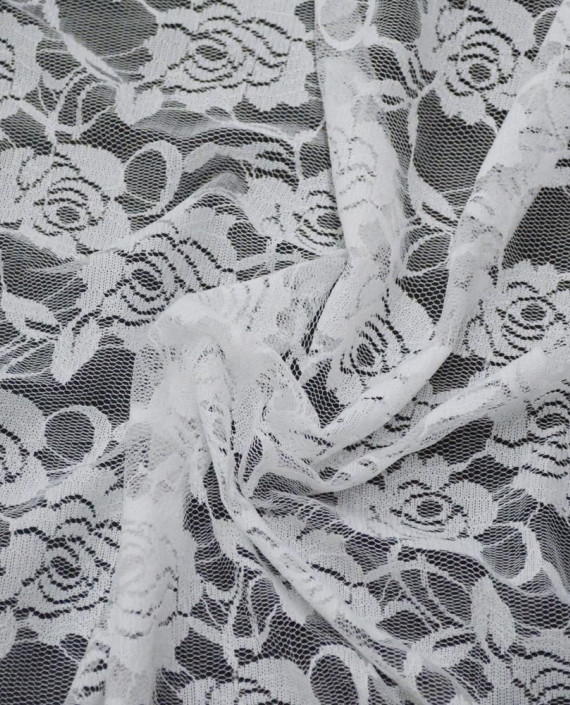 Ткань Гипюр Стрейч 382 цвет белый цветочный картинка