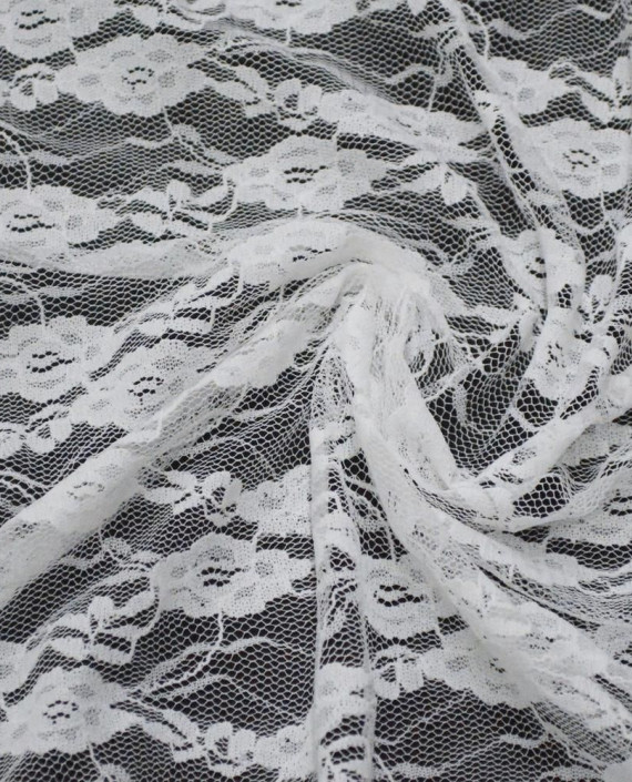 Ткань Гипюр Стрейч 384 цвет белый цветочный картинка