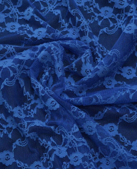 Ткань Гипюр Стрейч 386 цвет синий цветочный картинка
