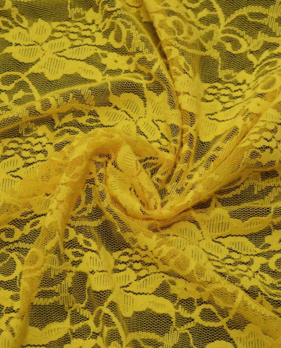 Ткань Гипюр Стрейч 388 цвет желтый цветочный картинка