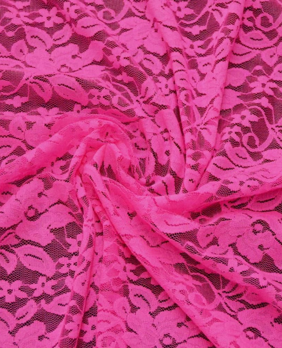 Ткань Гипюр Стрейч 390 цвет розовый цветочный картинка