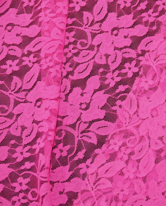 Ткань Гипюр Стрейч 390 цвет розовый цветочный картинка 1