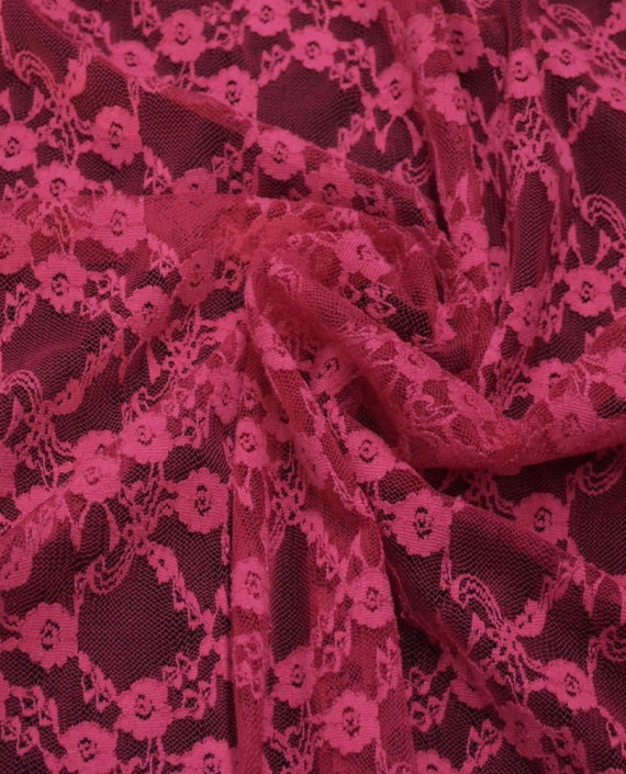 Ткань Гипюр Стрейч 395 цвет розовый цветочный картинка