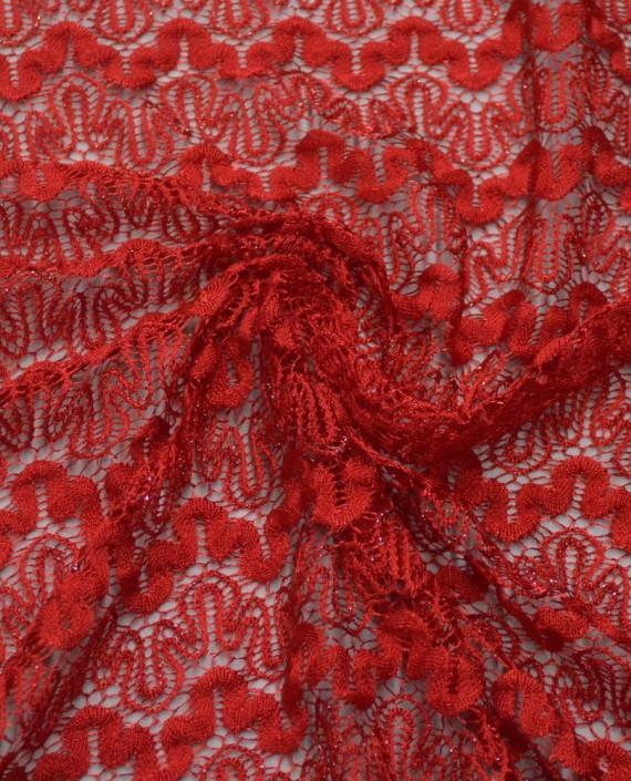 Последний отрез-2м Ткань Гипюр 1403 цвет красный абстрактный картинка