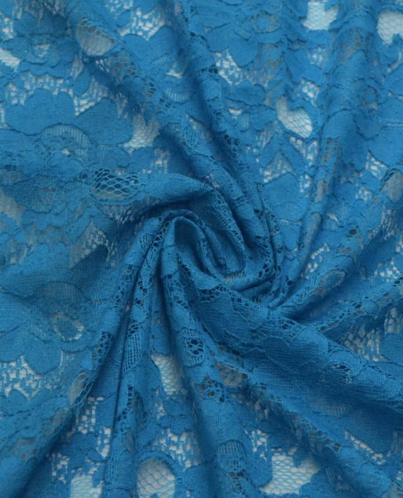 Ткань Гипюр Стрейч 413 цвет голубой цветочный картинка