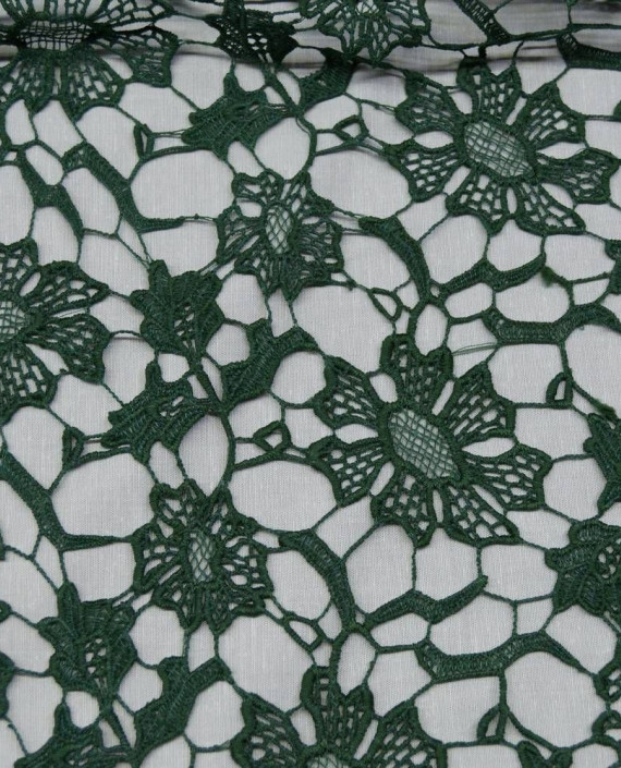 Ткань Гипюр Кружево 467 цвет зеленый цветочный картинка