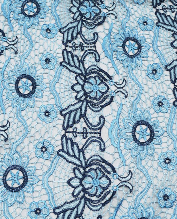 Ткань Гипюр Кружево 473 цвет голубой абстрактный картинка