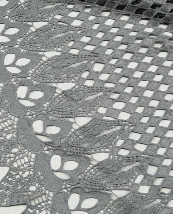 Ткань Гипюр Кружево 475 цвет серый геометрический картинка