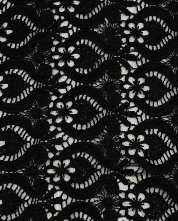 Ткань Гипюр Кружево 476 цвет черный абстрактный картинка