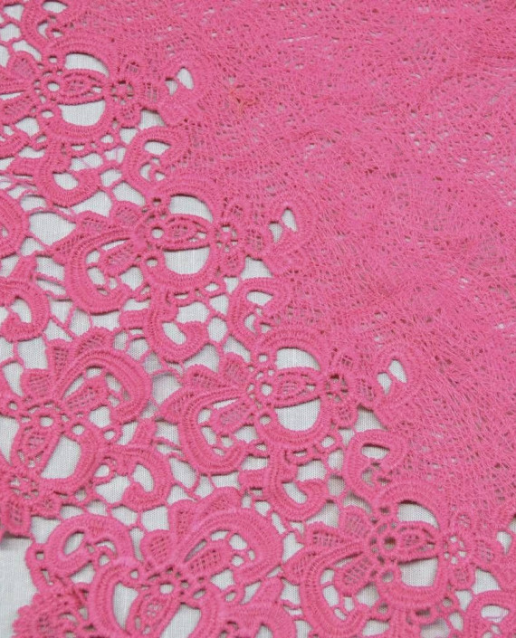 Ткань Гипюр Кружево 483 цвет розовый цветочный картинка