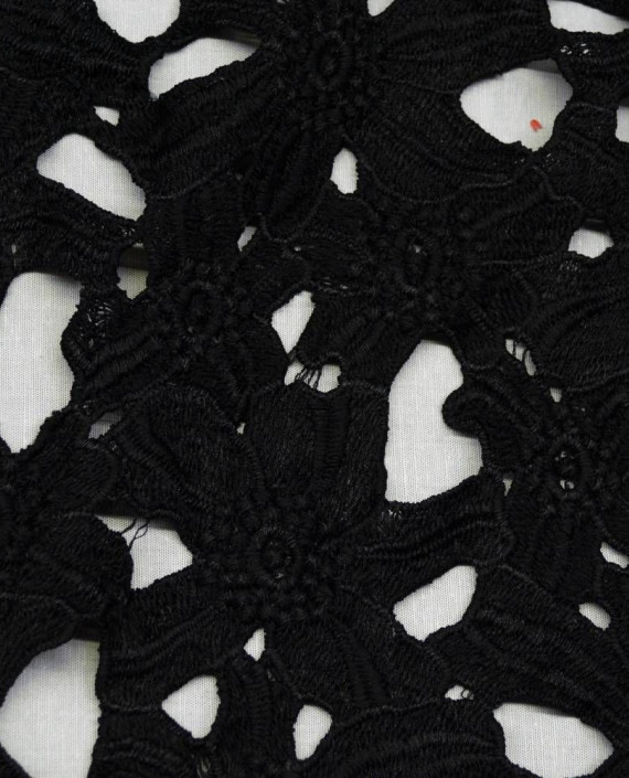 Ткань Гипюр Кружево 491 цвет черный геометрический картинка