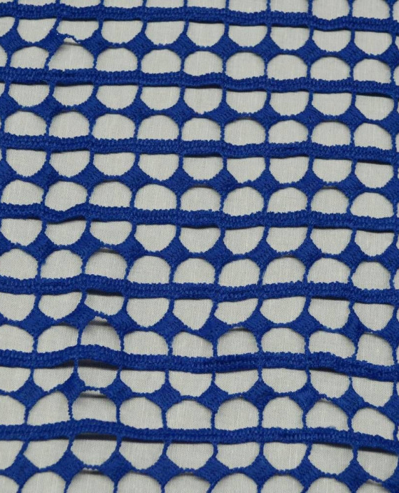 Ткань Гипюр Кружево 496 цвет синий геометрический картинка