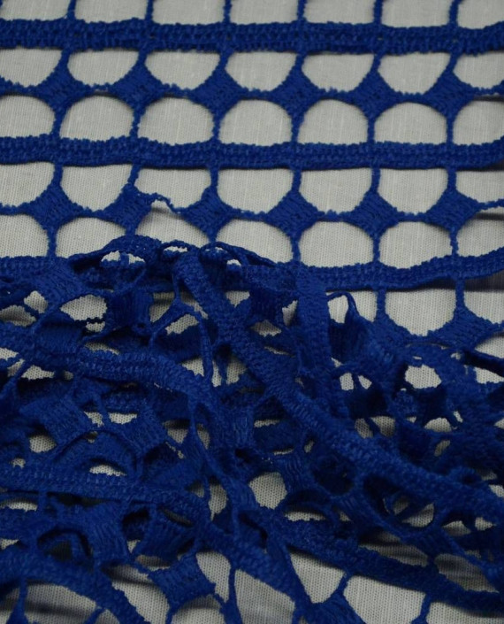 Ткань Гипюр Кружево 496 цвет синий геометрический картинка 1