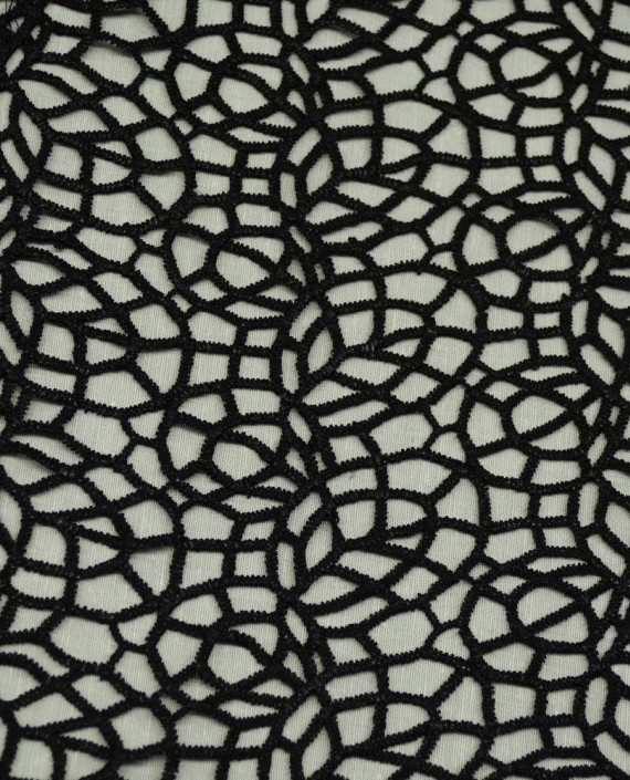 Ткань Гипюр Кружево 499 цвет черный геометрический картинка