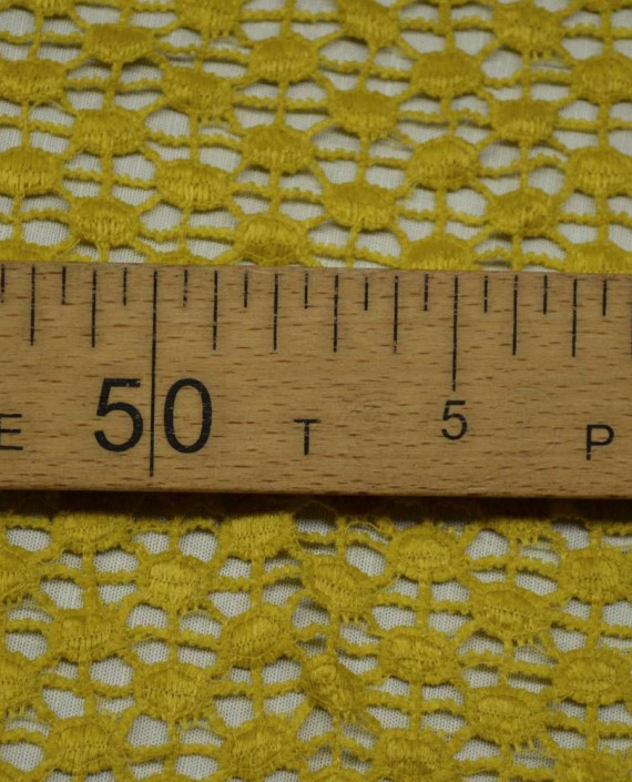 Ткань Гипюр Кружево 503 цвет желтый геометрический картинка 2
