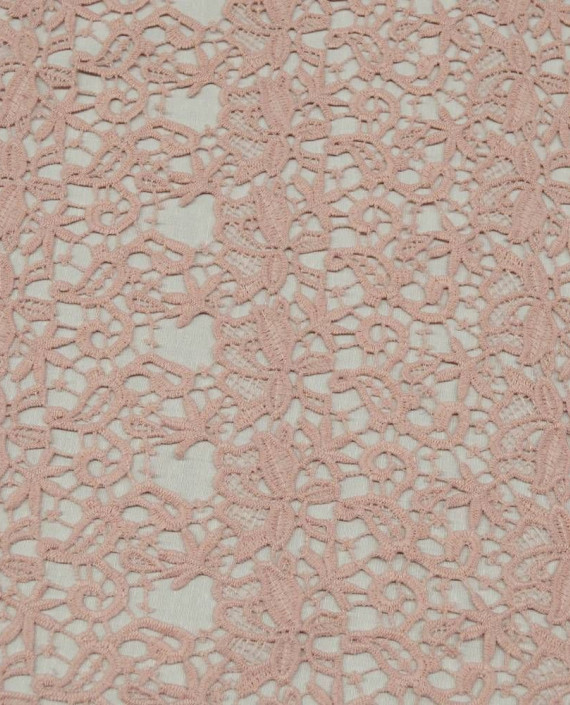 Ткань Гипюр Кружево 504 цвет розовый цветочный картинка
