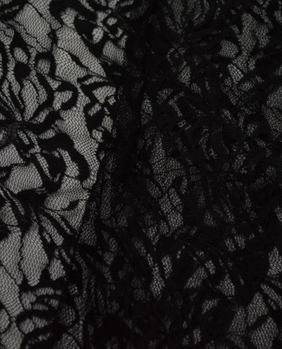 Ткань Гипюр Кружево 531 цвет черный цветочный картинка 2