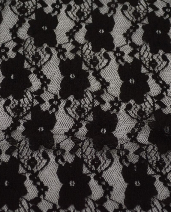Ткань Гипюр Кружево 532 цвет черный цветочный картинка
